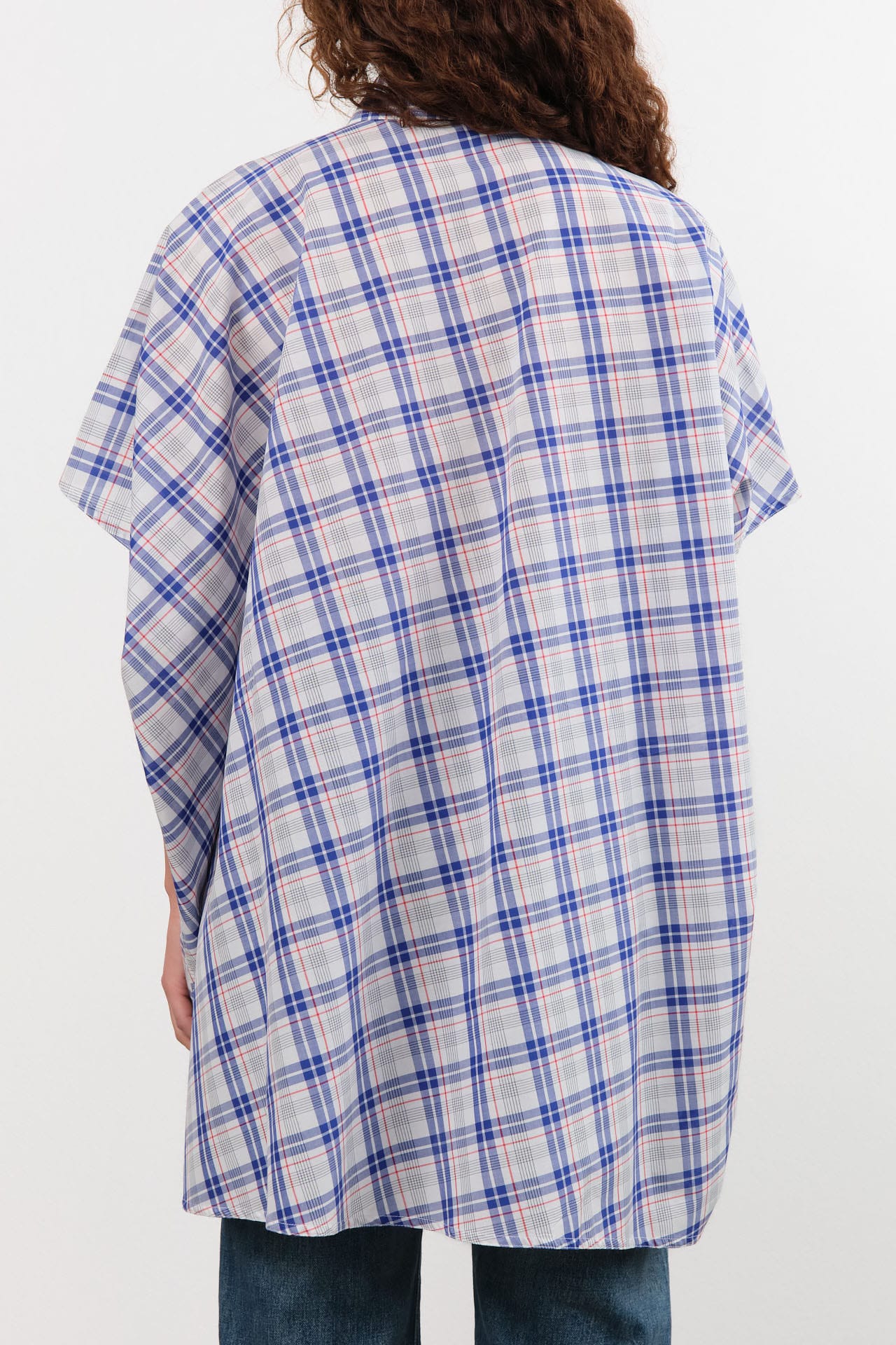 Sofie D'Hoore Apparel Womens Blouses Balder Wide Short Sleeve Shirt in Royal Check