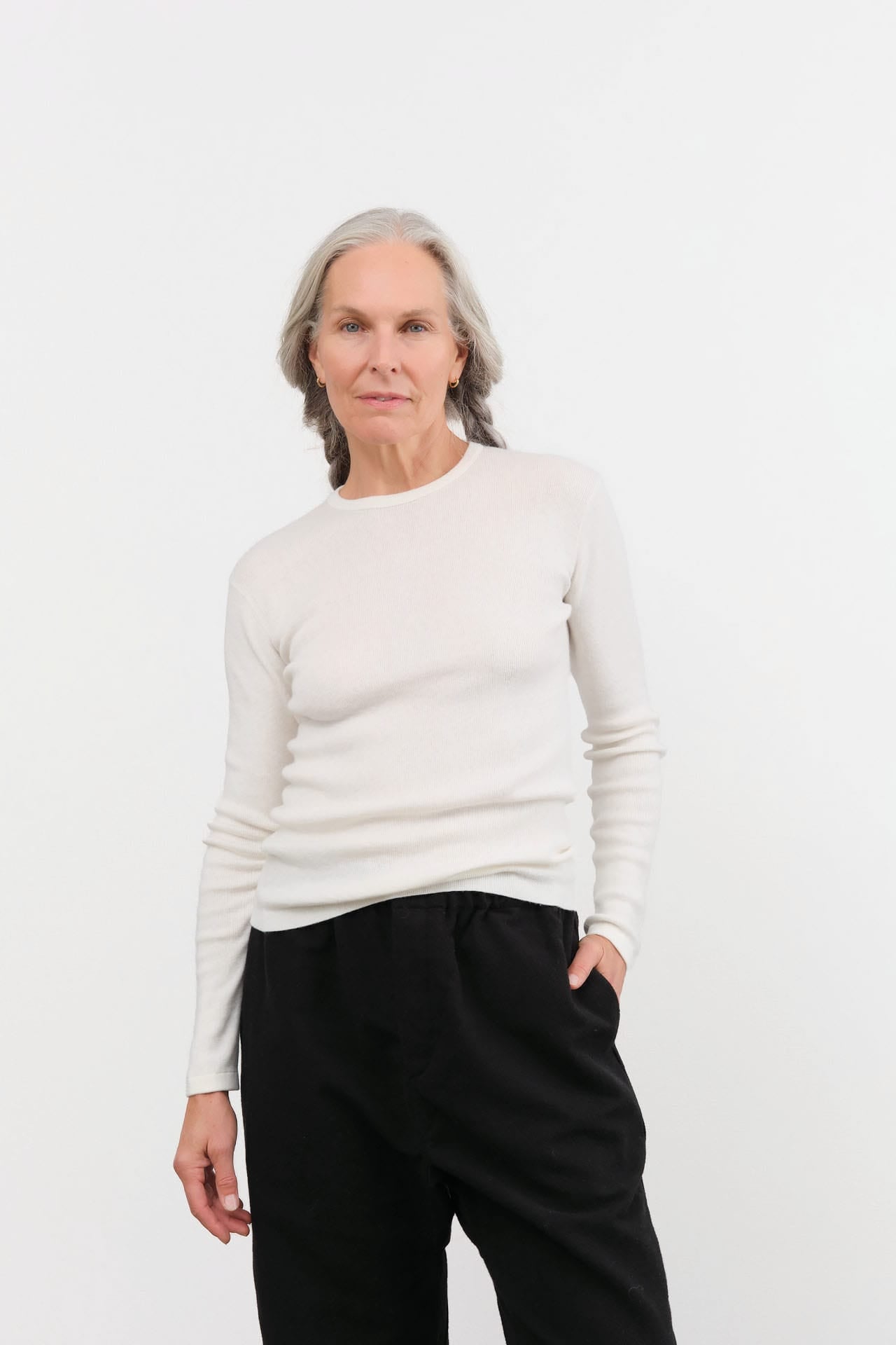 Sofie D'Hoore Apparel Womens Sweaters Minerva Rib Pullover in Off-White