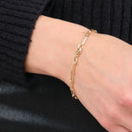 Stephanie Windsor Solid Gold Paper Clip Chain Bracelet with Clasp
