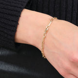 Stephanie Windsor Solid Gold Paper Clip Chain Bracelet with Clasp 14K Gold