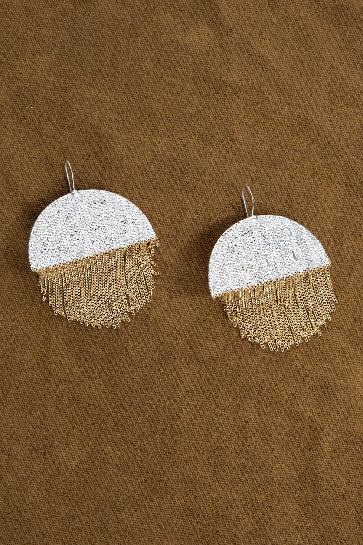 Hannah Keefe Sterling Silver and Brass Peach Earrings