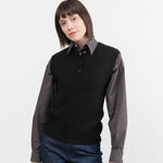 Studio Nicholson Apparel Womens Sweaters Aurel Crew Neck Half Placket Vest