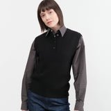 Studio Nicholson Apparel Womens Sweaters Aurel Crew Neck Half Placket Vest
