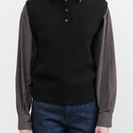 Studio Nicholson Apparel Womens Sweaters Aurel Crew Neck Half Placket Vest