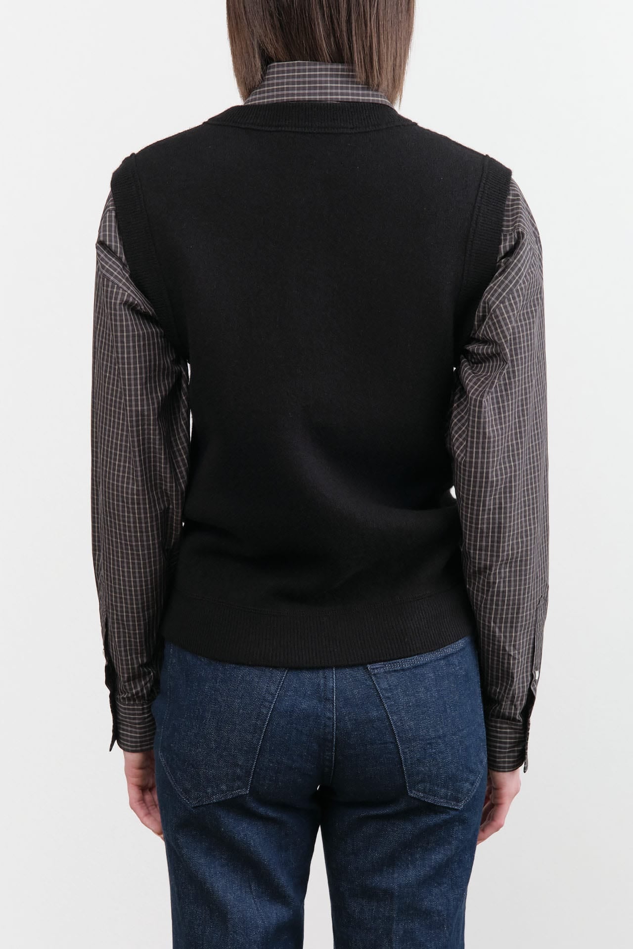 Studio Nicholson Apparel Womens Sweaters Aurel Crew Neck Half Placket Vest