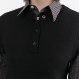 Studio Nicholson Apparel Womens Sweaters Aurel Crew Neck Half Placket Vest