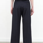 Darkest Navy Blue Baier High Waisted Wide Leg Slack Trouser by Designer Brand Studio Nicholson