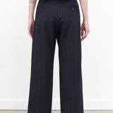 Darkest Navy Blue Baier High Waisted Wide Leg Slack Trouser by Designer Brand Studio Nicholson