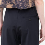 Baier High Waisted Wide Leg Slack Trouser in Darkest Navy Blue by Designer Brand Studio Nicholson  