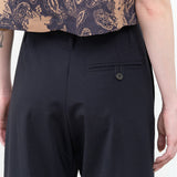 Baier High Waisted Wide Leg Slack Trouser in Darkest Navy Blue by Designer Brand Studio Nicholson  