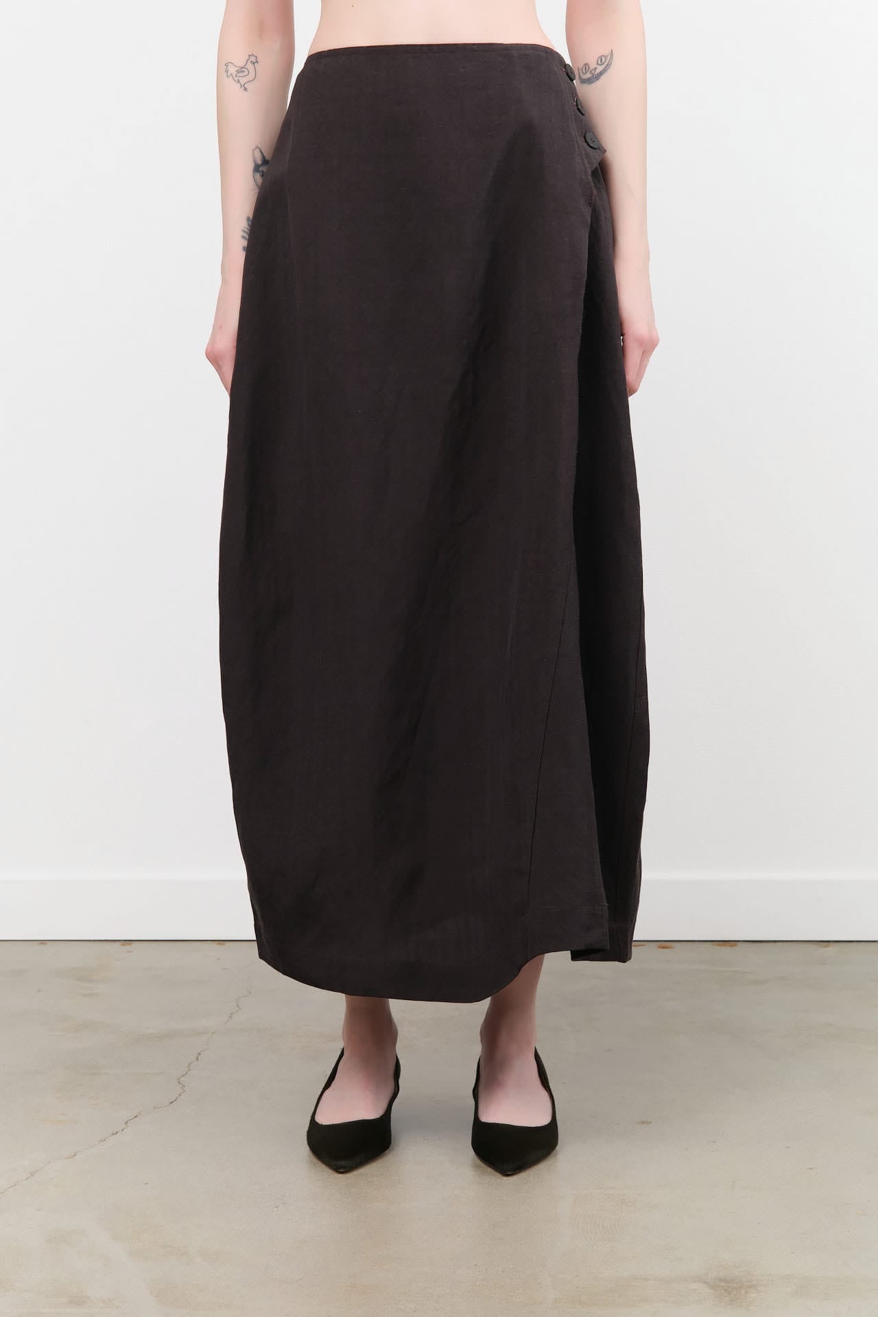 Studio Nicholson Apparel Womens Skirts Bryde Deep Pleat Curved Skirt