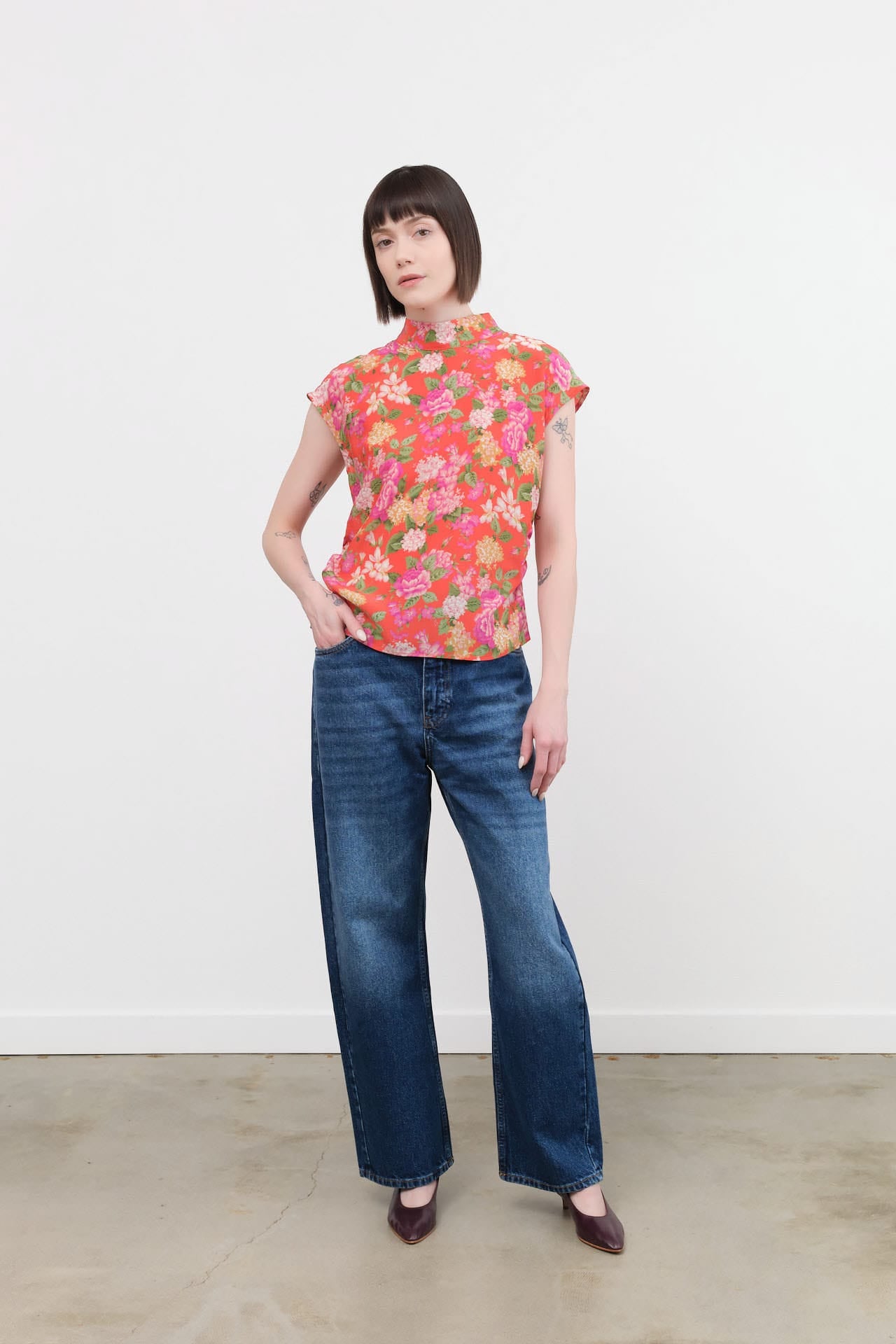 Studio Nicholson Apparel Womens Denim Denjo Wide Leg Forward Seam Pant
