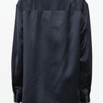 Black Ink Long Sleeve Gable Peak Collar Button Up Shirt by Designer Brand Studio Nicholson