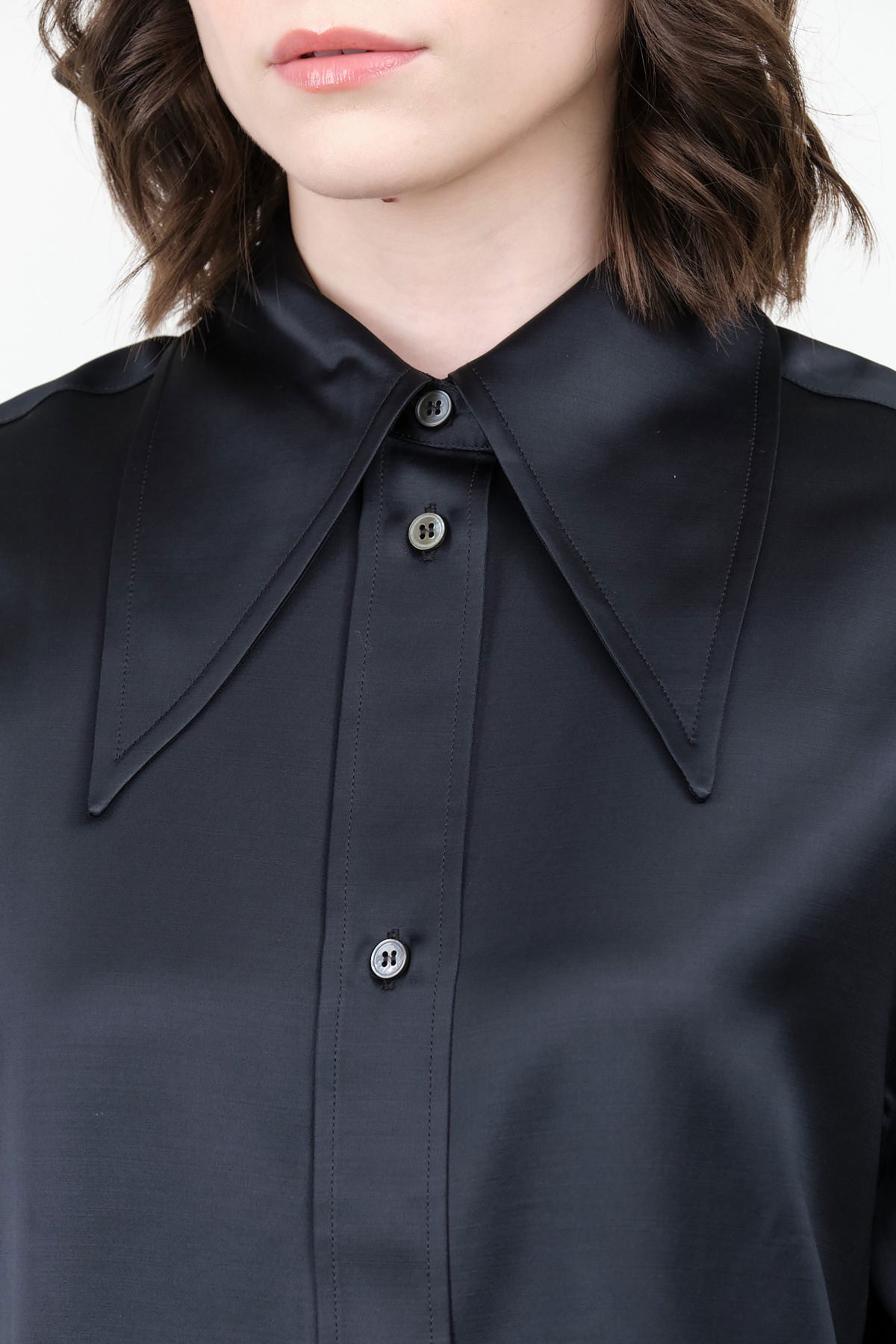 Black Ink Gable Peak Collar Shirt by Studio Nicholson