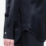 Long Sleeve Gable Peak Collar Button Up Shirt by Designer Brand Studio Nicholson in Black Ink