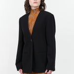 Studio Nicholson Joyce Collarless Tailored Blazer in Black