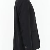 Designer Brand Studio Nicholson Black Joyce Collarless Tailored Button Up Blazer