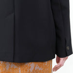 Designer Brand Studio Nicholson Joyce Collarless Tailored Button Up Classic Long Sleeve Blazer in Black