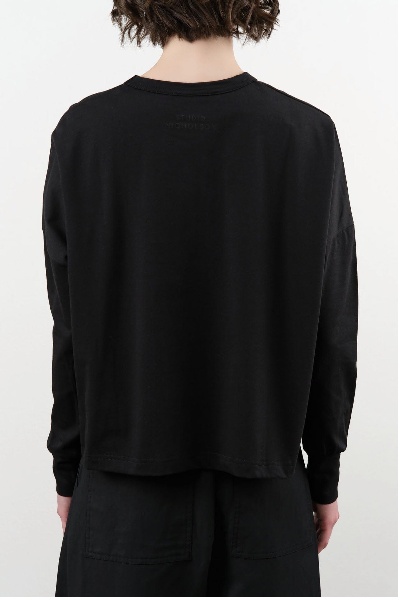 Studio Nicholson Apparel Womens Blouses Loop Long Sleeve T-Shirt in Black