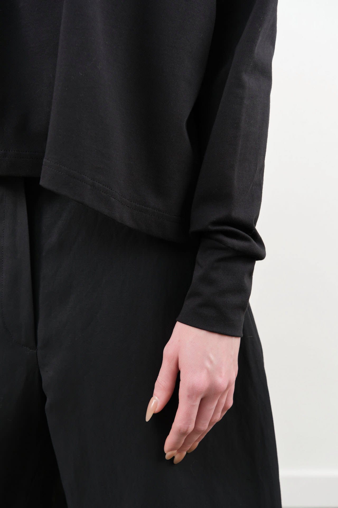 Studio Nicholson Apparel Womens Blouses Loop Long Sleeve T-Shirt in Black