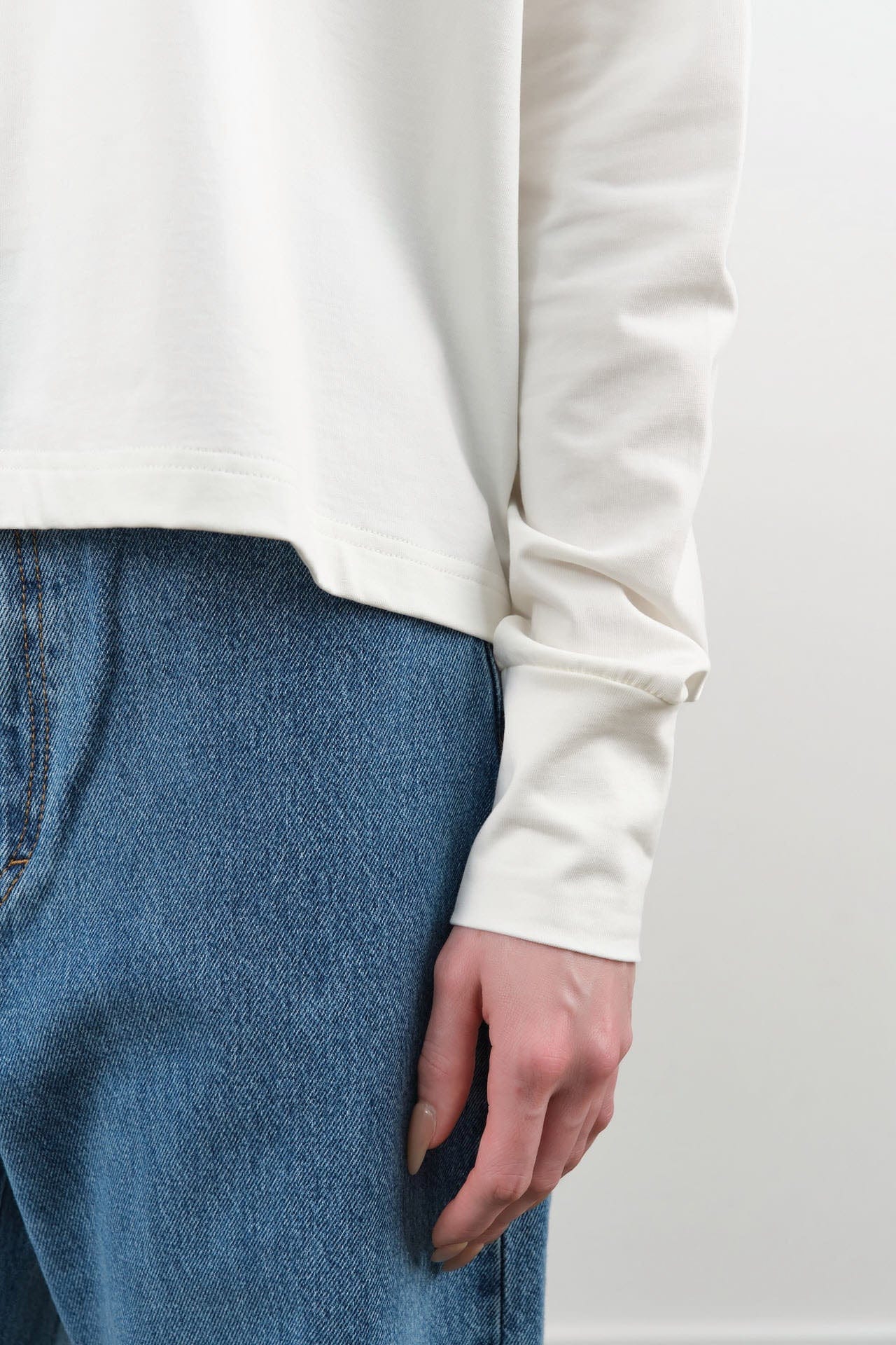 Studio Nicholson Apparel Womens Tees Loop Long Sleeve T-Shirt in Optic White