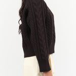 Studio Nicholson Designer Brand Molve Braided Knit Cashmere Sweater in Espresso Brown 