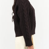 Studio Nicholson Designer Brand Molve Braided Knit Cashmere Sweater in Espresso Brown 