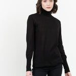 Studio Nicholson Nilo Jersey Neck Roll Sweater in Black 