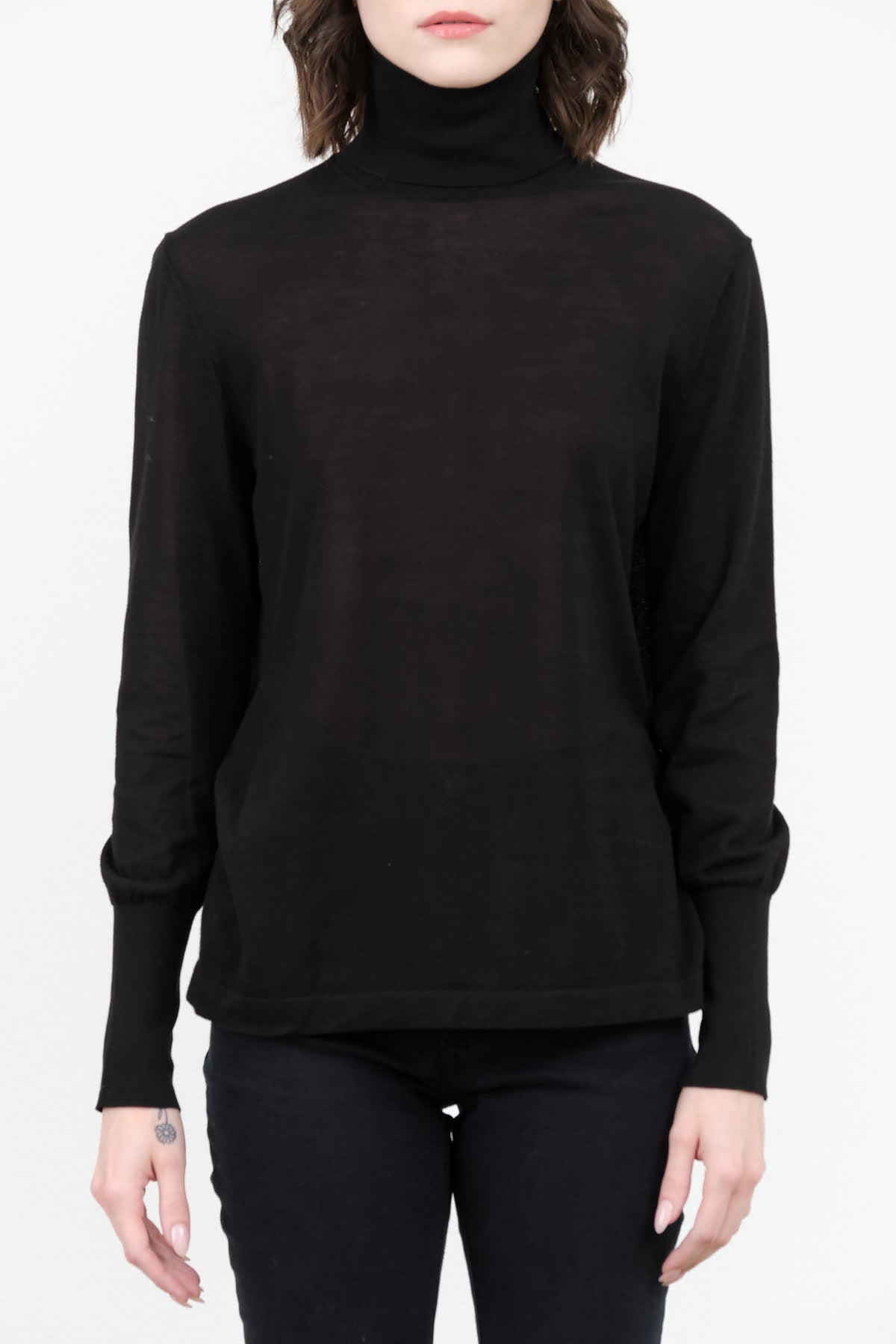 Nilo Jersey Neck Roll Sweater by Studio Nicholson in Black 