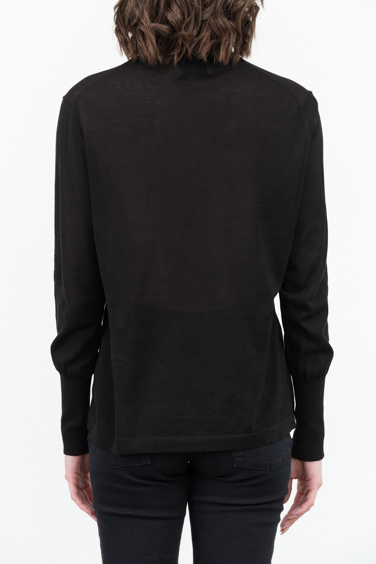 Studio Nicholson Designer Brand Nilo Jersey Long Tight Arm Sleeve Neck Roll Turtleneck Sweater in Black 