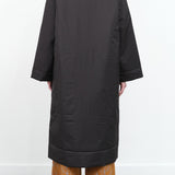 Designer Brand Studio Nicholson Button Up Pallan Padded Long Parka Winter Coat Without Hood in Black