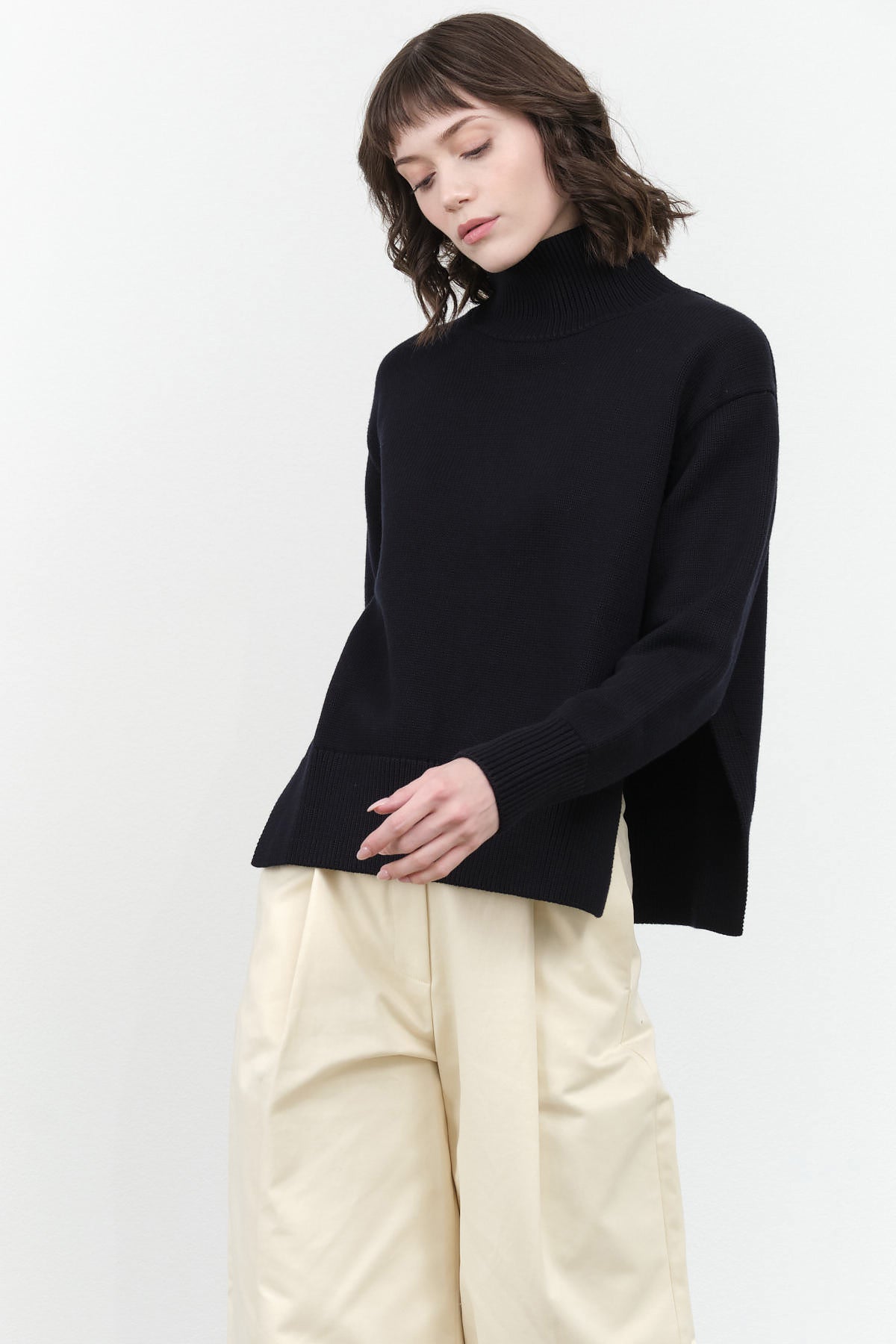 Studio Nicholson Patria Roll Neck Sweater in Dark Navy