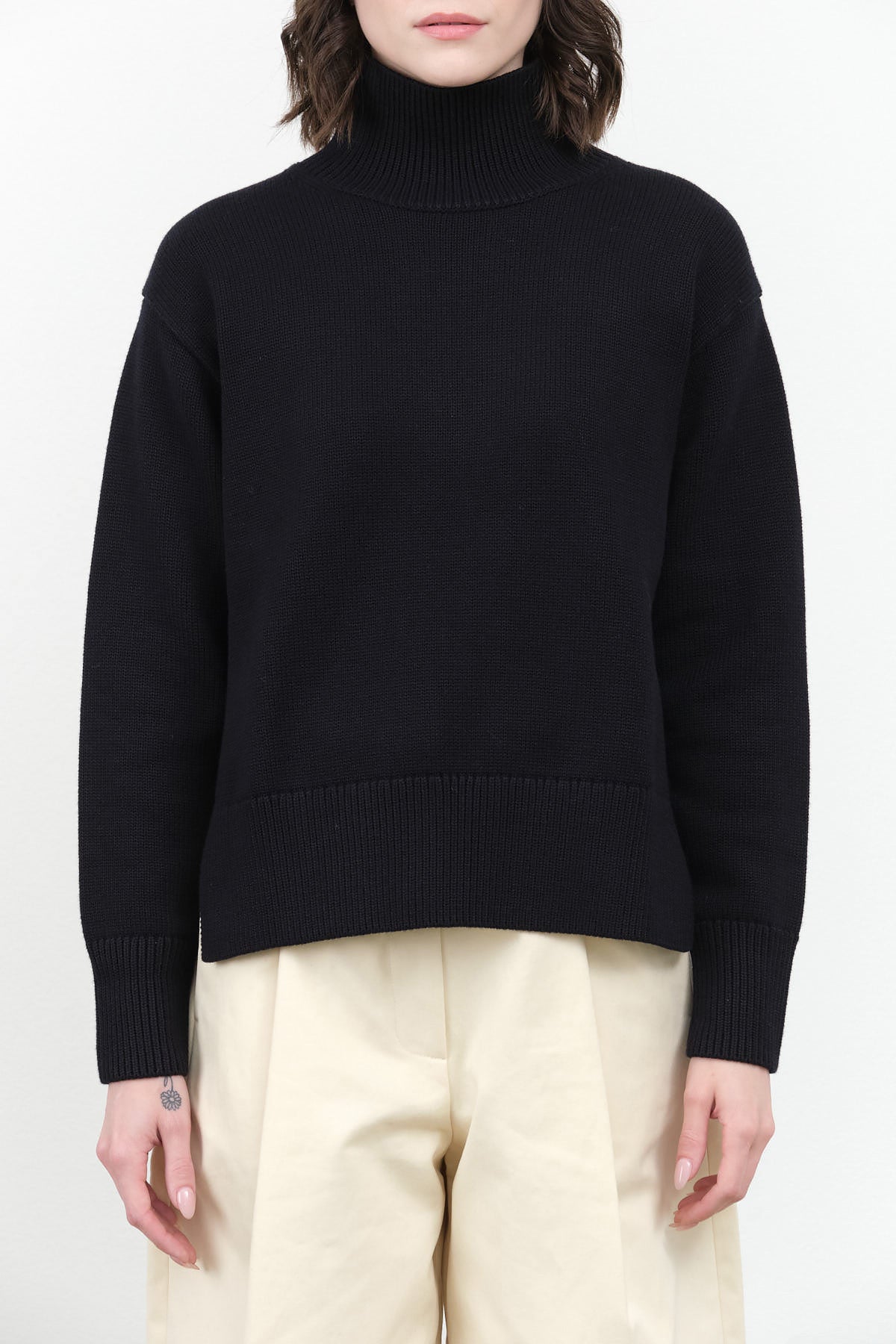 Patria Roll Neck Sweater by Studio Nicholson in Dark Navy