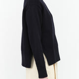 Designer Brand Studio Nicholson Patria Roll Turtle Neck Sweater with Slit in Dark Navy Blue