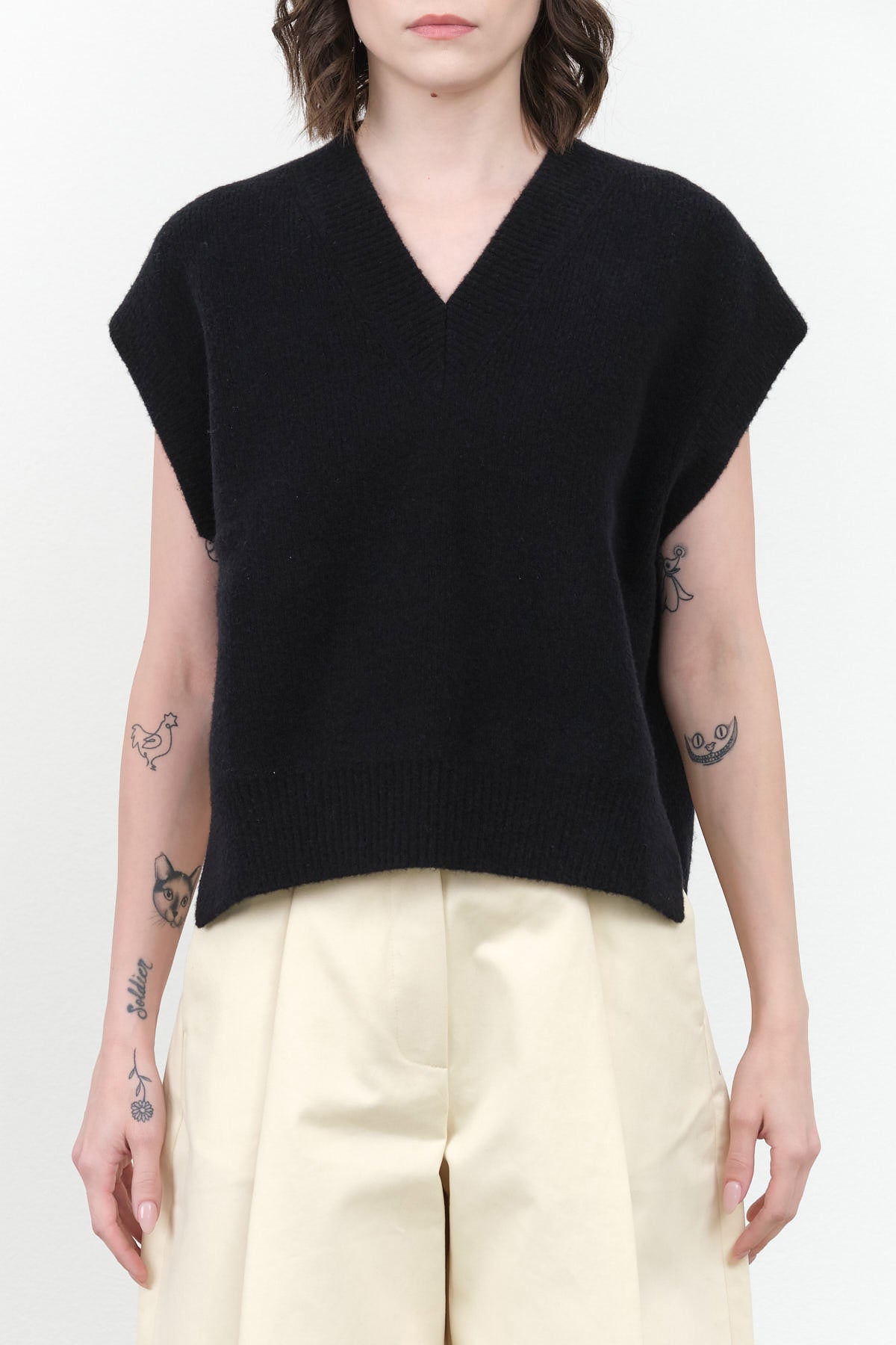 Poros V Neck Vest by Studio Nicholson in Black