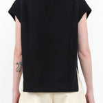 Poros Wool Oversized V Neck Vest in Black by Designer Brand Studio Nicholson