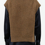 Poros Wool V Neck Vest in Nutmeg Brown by Designer Brand Studio Nicholson