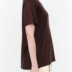 Designer Brand Studio Nicholson Rond Short Sleeve T-shirt in Chocolate Brown