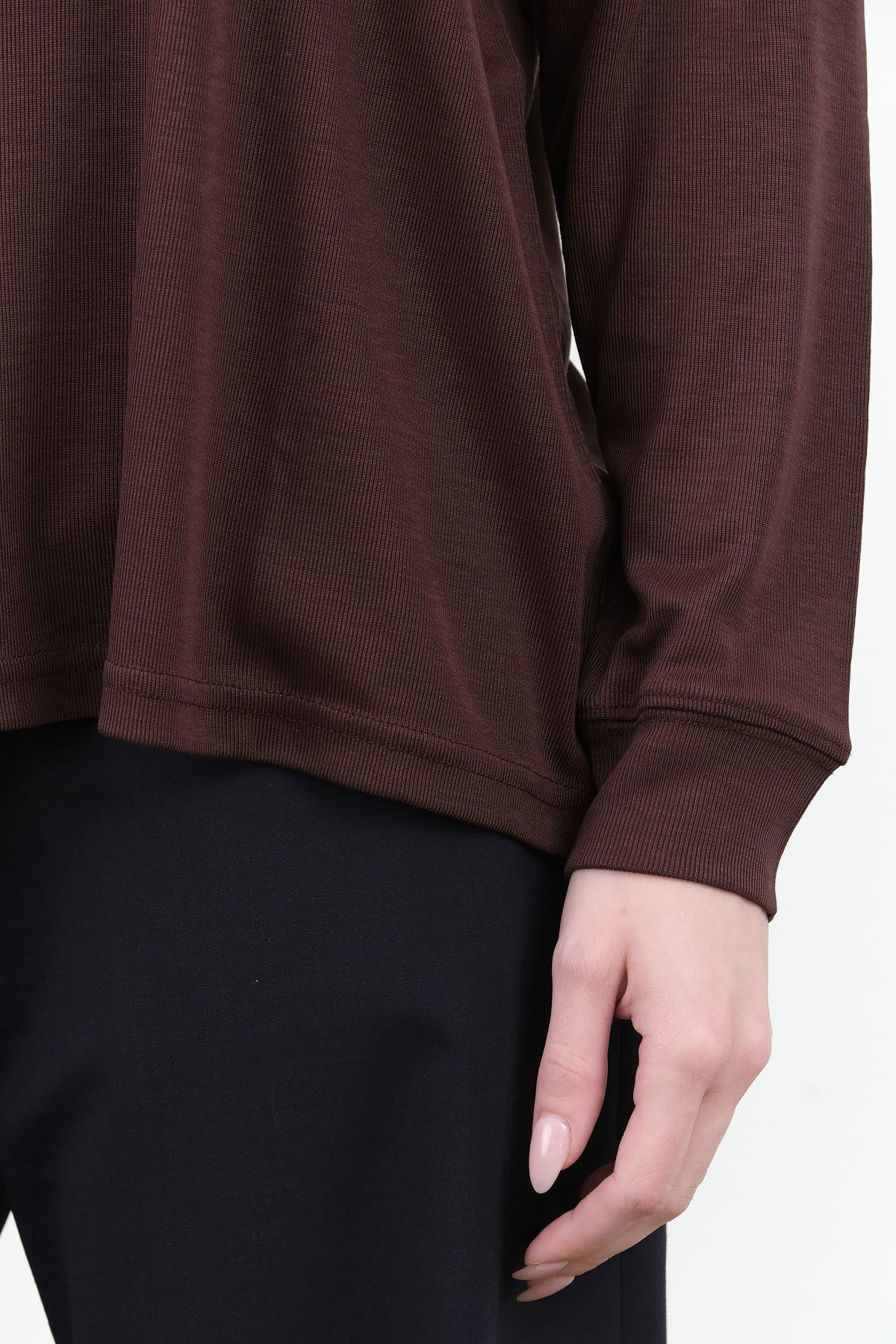 Chocolate Brown Classic Simmons Long Sleeve Top by Designer Brand Studio Nicholson