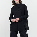 Studio Nicholson Utah Scarf Neck Top in Darkest Navy 