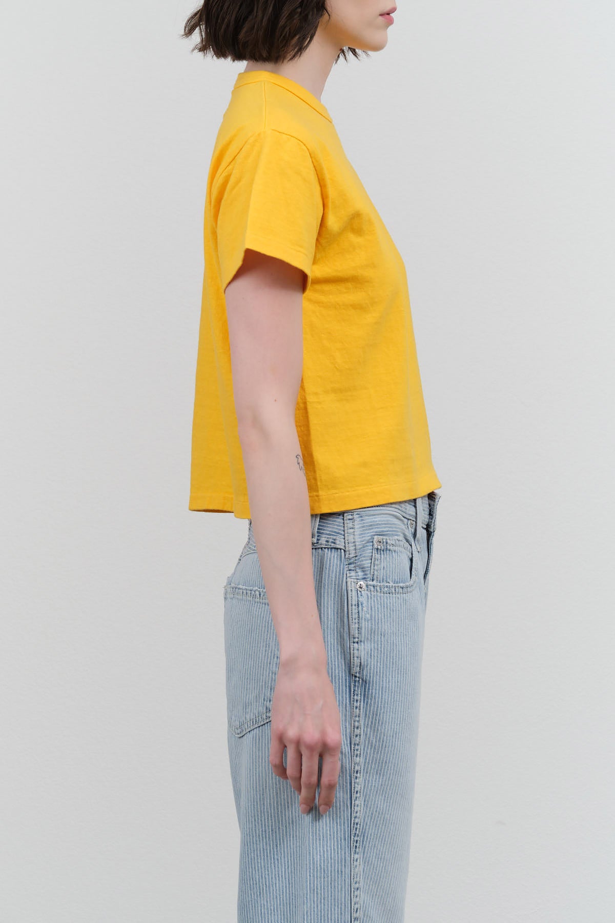 Hi'aka Short Sleeve Yellow Tee Shirt by Sunray Sportswear with Ribbed Collar
