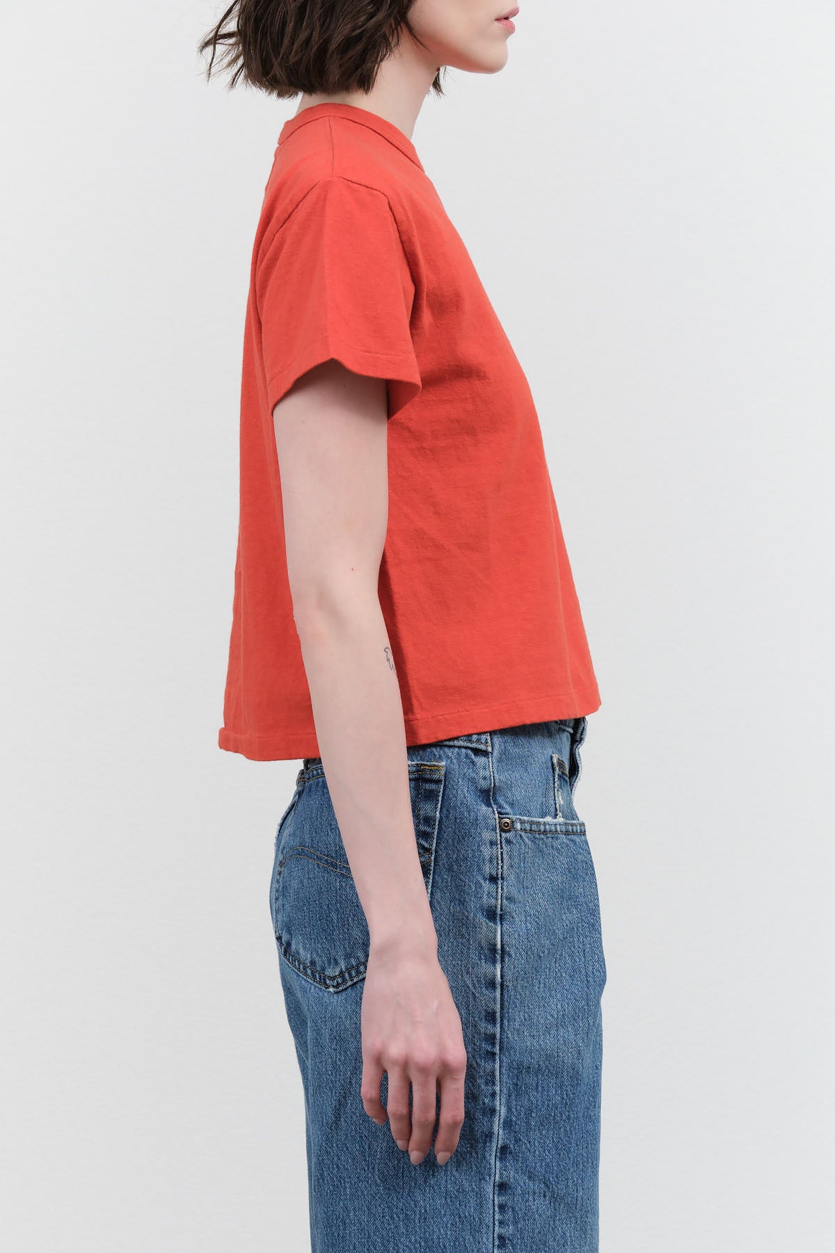 Hi'aka Short Sleeve Orange Tee Shirt by Sunray Sportswear with Ribbed Collar