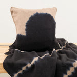 Suzusan Home Pillows Boushi Somewake Shibori Cashmere Knit Cushion in Black Black/Light Coffee / 18" X 18"