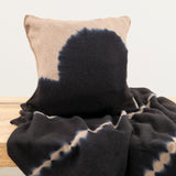 Suzusan Home Pillows Boushi Somewake Shibori Cashmere Knit Cushion in Black Black/Light Coffee / 18" X 18"