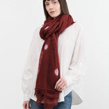 Suzusan Accessories Scarves Cashmere Fringe Knit Shawl Bordeaux