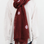Suzusan Accessories Scarves Cashmere Fringe Knit Shawl Bordeaux