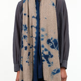 Suzusan Cashmere Knit Shawl in Dark Blue and Light Coffee