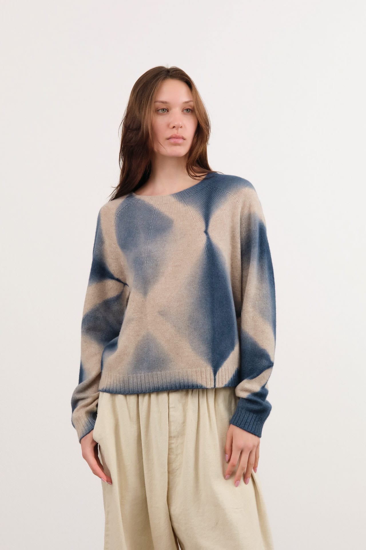 Suzusan Apparel Womens Sweaters Cashmere Seamless Pullover Short in Dark Blue
