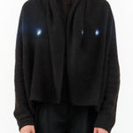 Black and Natural White Dots by Suzusan Designer Brand Suzusan Cashmere Seamless Upside Down Cape Cardigan