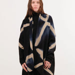 Suzusan Apparel Womens Outerwear Cashmere Seamless Upside Down Cape in Black/Sand Black/Sand / One Size